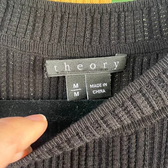 Theory Chloh Enchanted Ribbed Stretch Knit Dress Black Size M - Picture 7 of 10